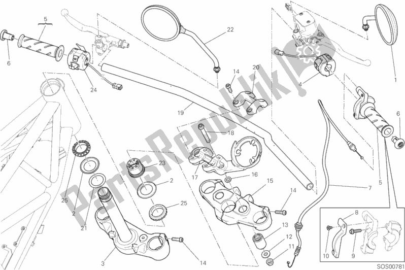 All parts for the Handlebar And Controls of the Ducati Scrambler Sixty2 Thailand USA 400 2019 All parts for the Handlebar And Controls of the Ducati Scrambler Sixty2 Thailand USA 400 2019